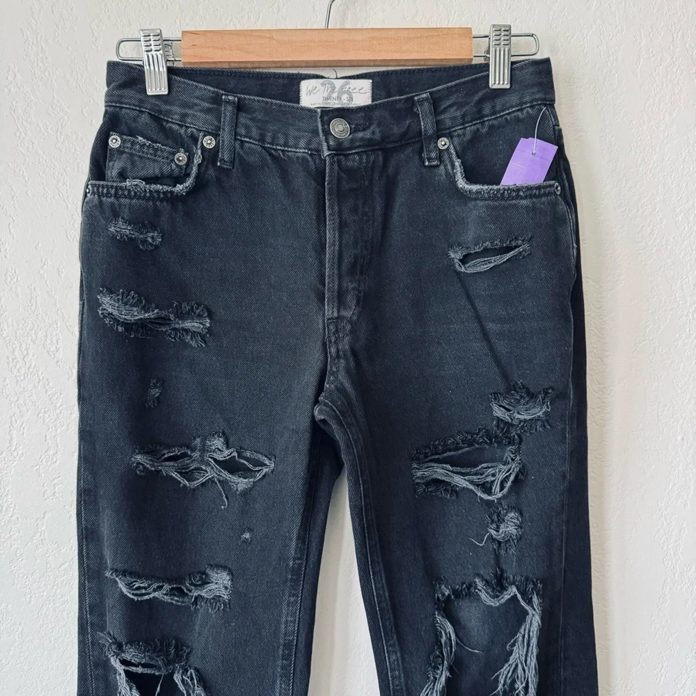 We The Free | Free People | boyfriend distressed black mom jeans - Picture 2 of 6